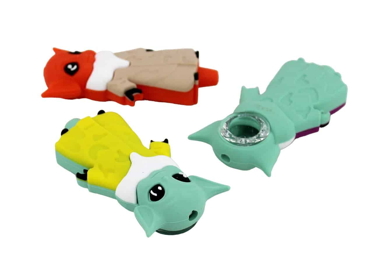 Silicone Hand Pipe with Glass Bowl - Yoda