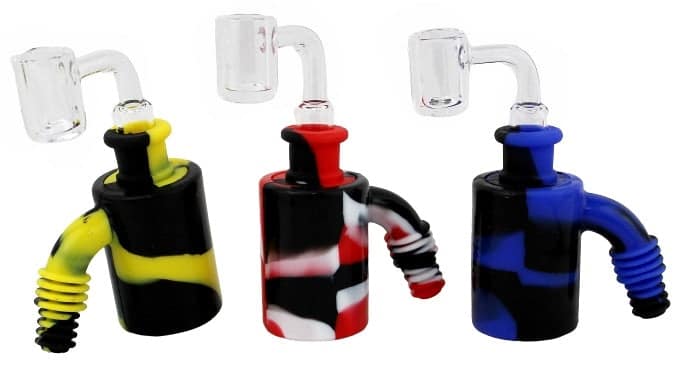 4ct Silicone Ashcatcher with Quartz Flat Top Banger