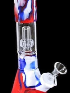 11" Silicone Glass Chamber Shower Dome Perk Beaker Water Pipe