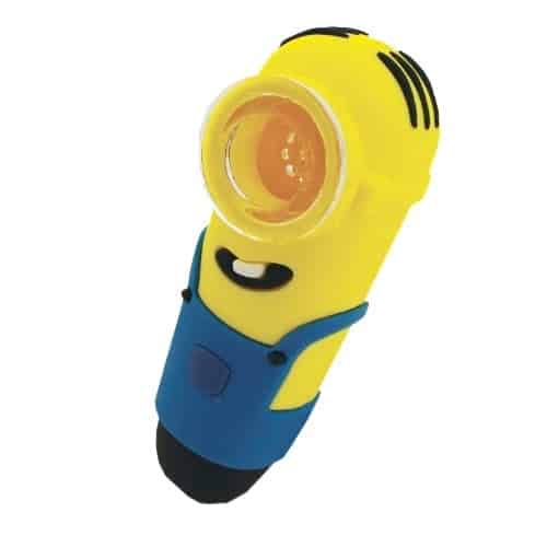 5ct 4" Silicone Minion Hand Pipe With Glass Bowl