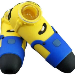 5ct 4" Silicone Minion Hand Pipe With Glass Bowl