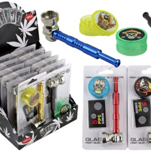 Skull Face Metal Pipe with Grinder 12pk