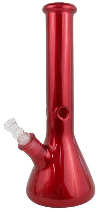 14" Glass On Glass Red Color Beaker Water Pipe
