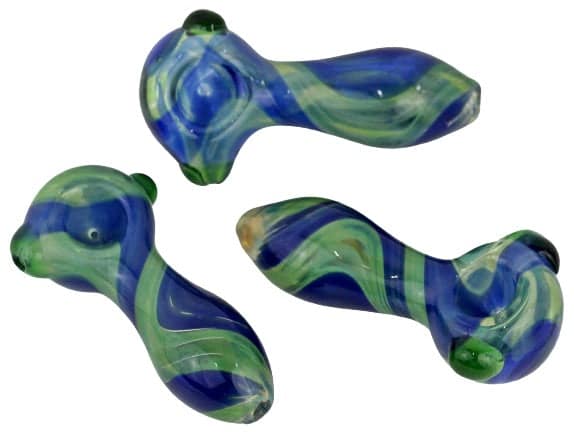 2ct 4.5" Spiral Color Art Marble Spoon Hand Pipe