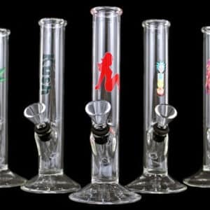 5ct 7" Straight Decal Bubbler Water Pipe Assortment