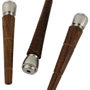 5ct 4" Straight Wood Chillum Hand Pipe with Metal Bowl Assortment