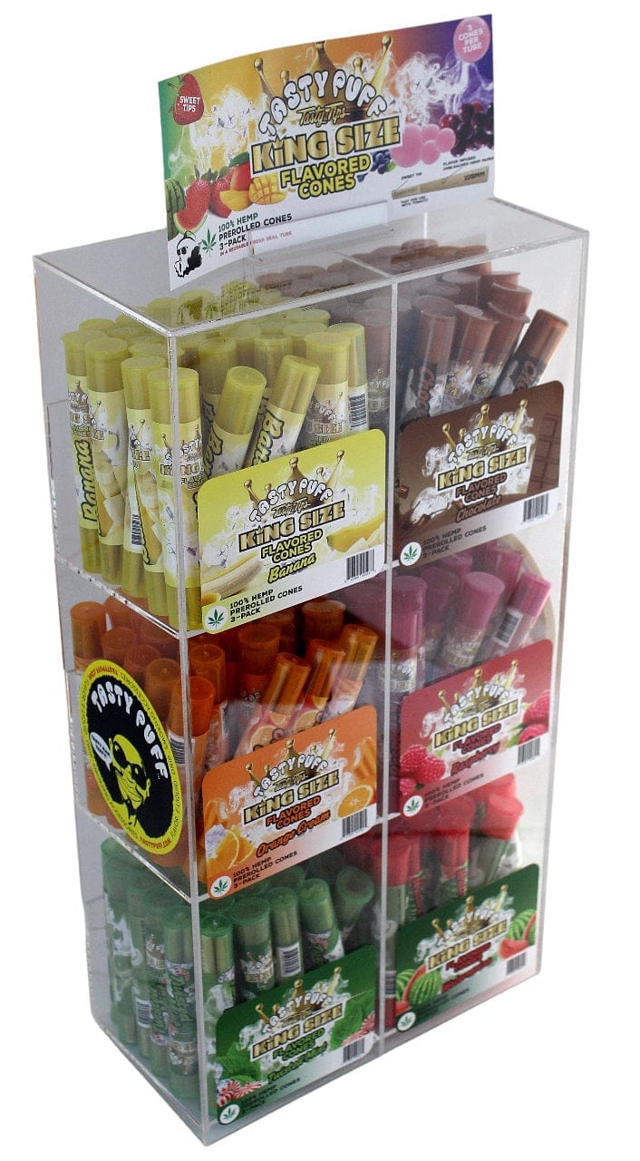 Tasty Puff Flavored Pre-Rolled Cones - King Size - 180 3pk Tubes with Display