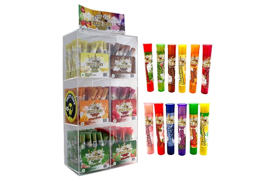 Tasty Puff Flavored Pre-Rolled Cones - King Size - 180 3pk Tubes with Display