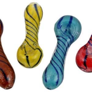 10ct 4" Frit Color Art Tiger Strip Spoon Hand Pipe Assortment