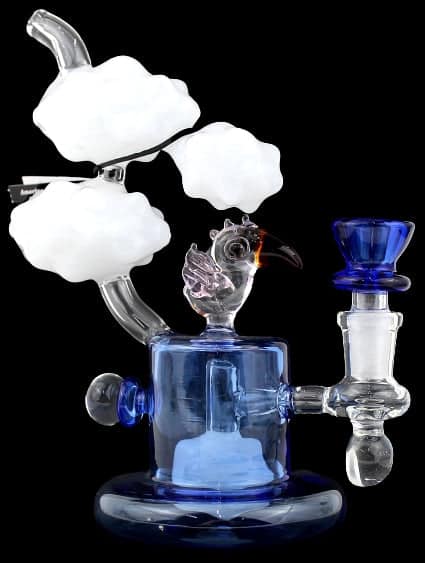 8" Toucan Clouds Chamber Marble Art Water Pipe