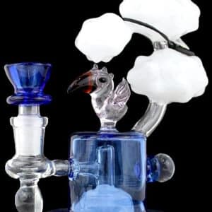 8" Toucan Clouds Chamber Marble Art Water Pipe