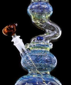 15" Twisted Glass Heavy Work Elbow Double Bubble Water Pipe