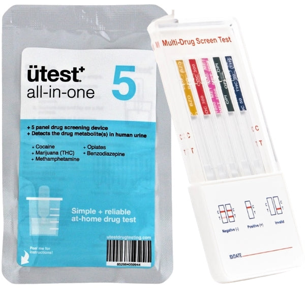 Utest 5 Panel Drug Test Kit U - THC-COC-Meth-OPI-BZO