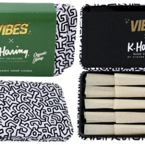 VIBES x K. Haring Pre-Rolled Cones - 1 1-4 - Organic Hemp - 2pk Bundle Collectable Tin