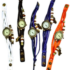 5ct Leather Wrist Watch Charm Bracelet With Owl Pendant