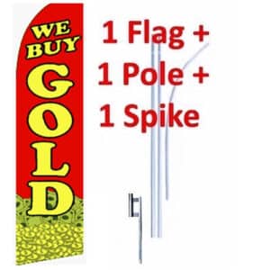 15' We Buy Gold Windless Business Bow Swooper Feather Flag Kit
