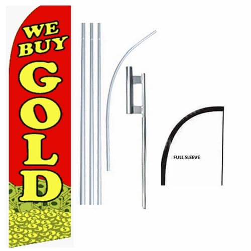 15' We Buy Gold Windless Business Bow Swooper Feather Flag Kit