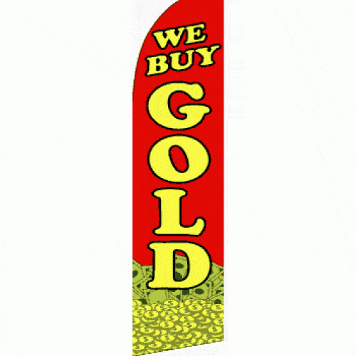We Buy Gold Windless Business Bow Swooper Feather Flag No Pole