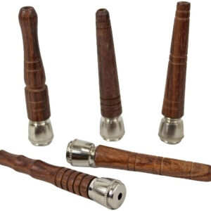10ct 4" Wood Chillum Metal Pipe