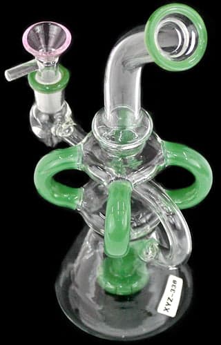 9" Threaded Quad Tube Shower Perk Recycler Water Pipe