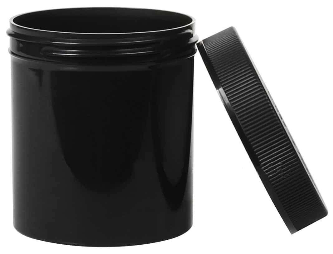 20ct Black Plastic 16oz Jar with Child Proof Cap