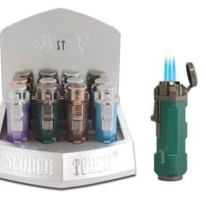 Scorch Torch Triple Flame Auto Open Cigar Punch Lighter 12pk 61728-3T