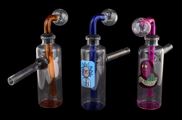 10ct 5" Color Bottom 3pc Decal Bottle Oil Burner Assortment