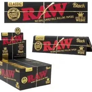 Raw Classic Black Rolling Papers – King Size WIDE Size 50pk