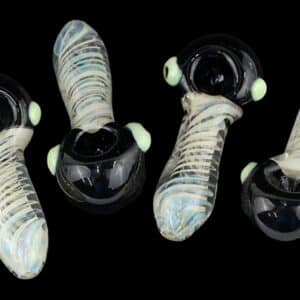 4ct 4" Heavy Helix Fuming Black Head Hand Pipe