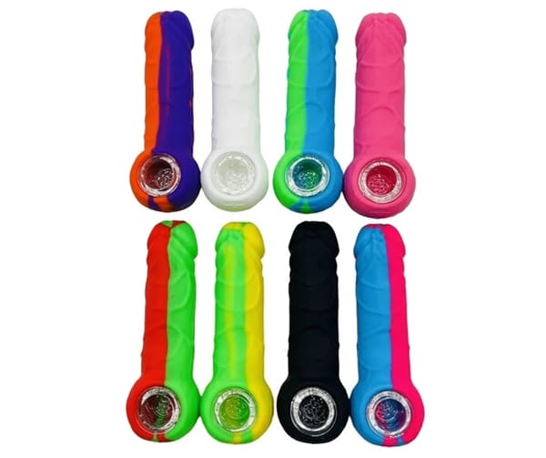 5ct 5" Silicone Hand Pipe - Penis Design
