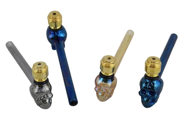 Glass Skull Metal Bowl Hand Pipe 24pk