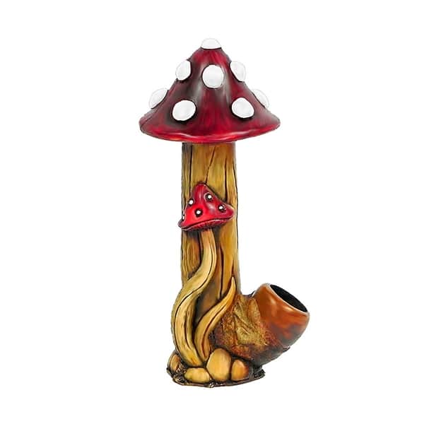 Pichincha Hand Crafted Medium Hand Pipe - Tall Red Mushroom