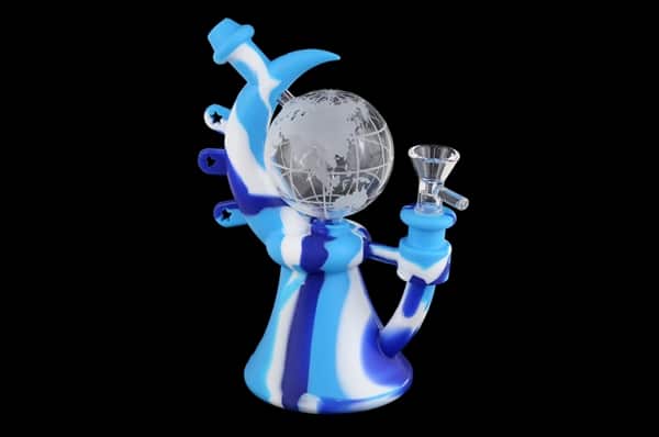 8" Silicone Atlas Globe Beaker Water Pipe