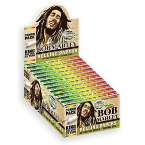 Bob Marley Unbleached Organic Hemp Rolling Papers – King Size with Tips