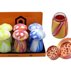 Palpitate Silicone Mushroom Metal Grinder Stash Jar 6pk