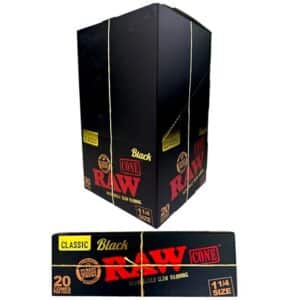 Raw Black Cones 1 1/4 Size 20/12ct