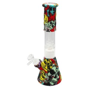 10" Graphic Design Glass Perk Silicone Hybrid Water Pipe