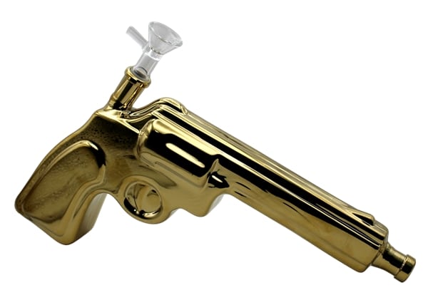 12" Glass on Glass Pistol Water Pipe