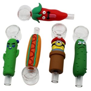 Straight Glass Cartoon Character Hand Pipe 12pc Set