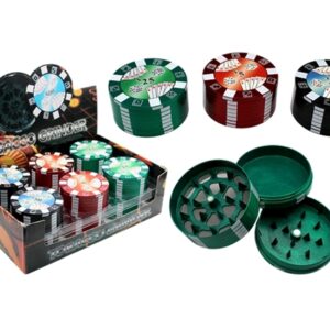 Poker Chips 52mm Tobacco Grinder 12pk