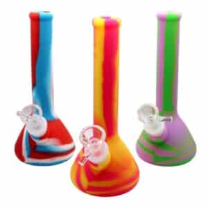 4ct 8" Silicone Beaker Water Pipe Assortment