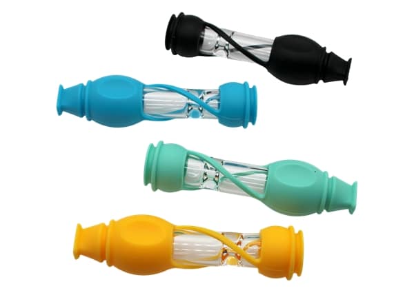 10ct 4" Silicone Capped Glass Chillum Hand Pipe