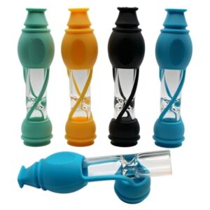 10ct 4" Silicone Capped Glass Chillum Hand Pipe